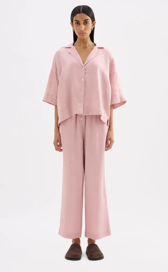 Lounge Linen Crop Pant Blush