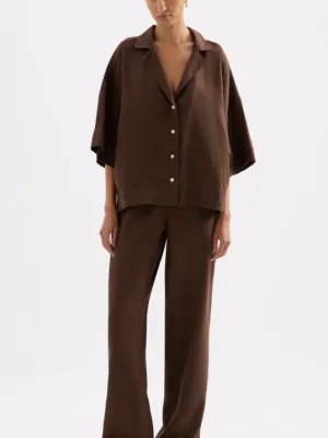 Lounge Linen Pant Chocolate