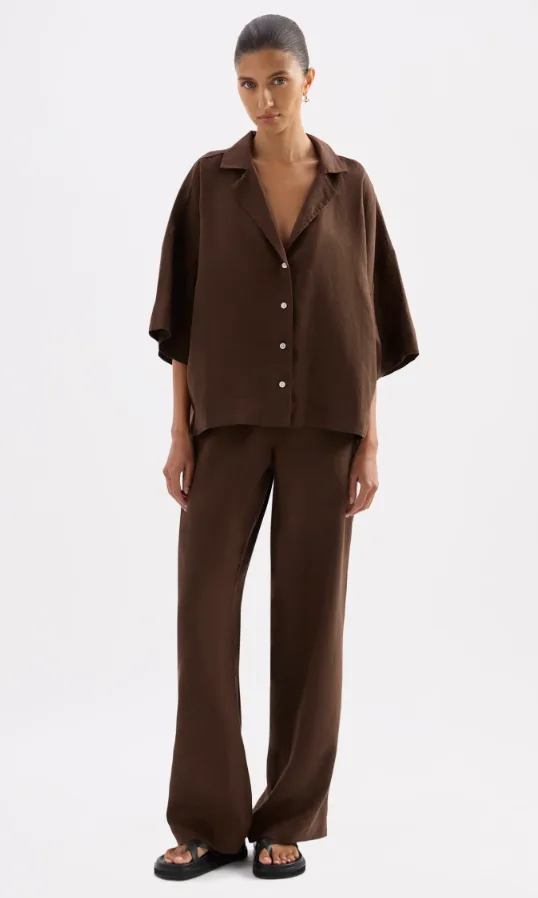Lounge Linen Pant Chocolate