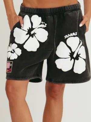 The Happy Hibiscus Shorts Black