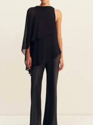 Asymmetrical Tiered Top Black