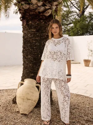 Addison Lace Pant White