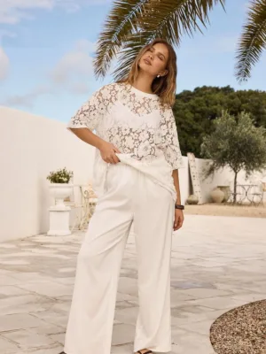 Elodie Satin Pant White