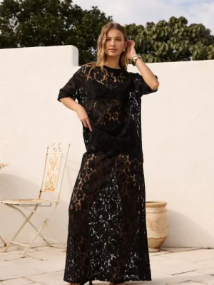 Sylvie Lace Maxi Skirt Black