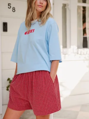 Mila Short Textured Red Check
