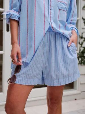 Mila Short Fresh BlueRed Mini Stripe