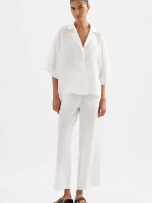 Lounge Linen Crop Pant White