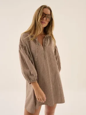 AJ Stripe Dress Chocolate