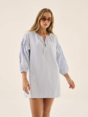 AJ Stripe Dress Sky Blue