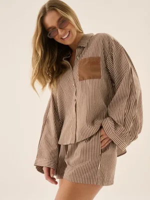 AJ Stripe Shirt Choc Stripe