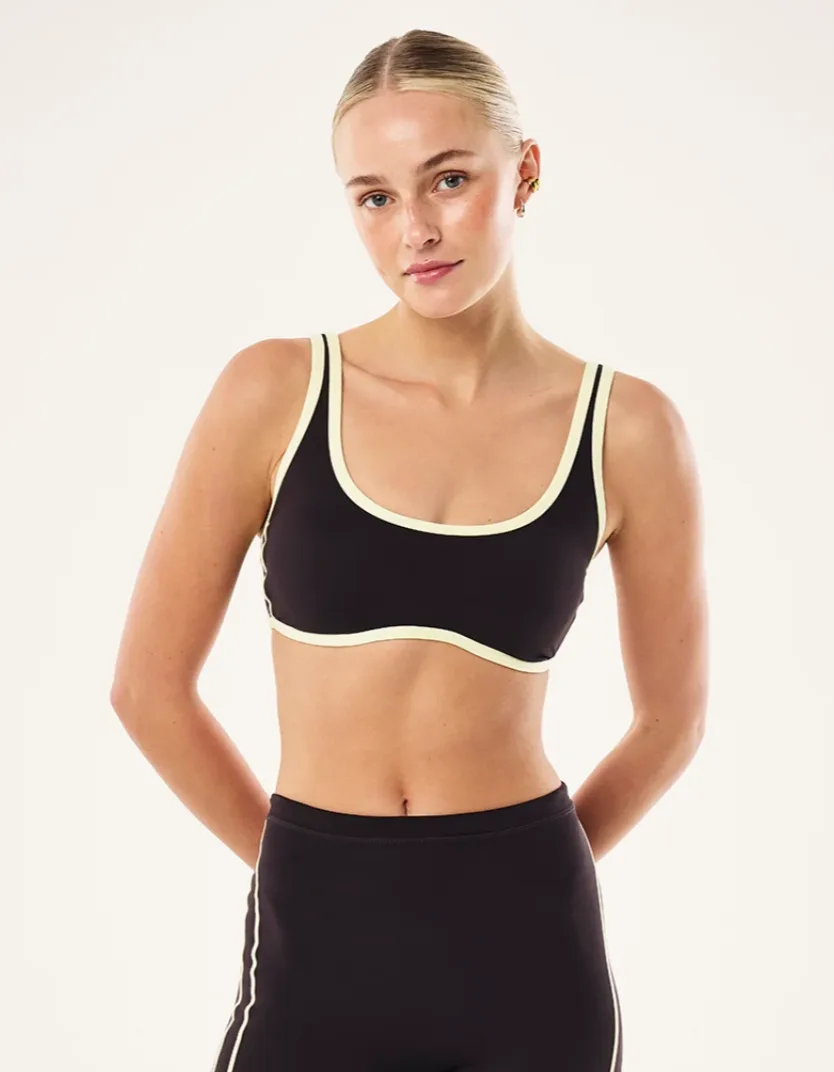 Solis Scoop Sports Bra Black Bean Soft Yellow